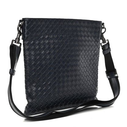 Bottega Veneta Nappa Intrecciato Crossbody Messenger Bag Navy 3 of 14
