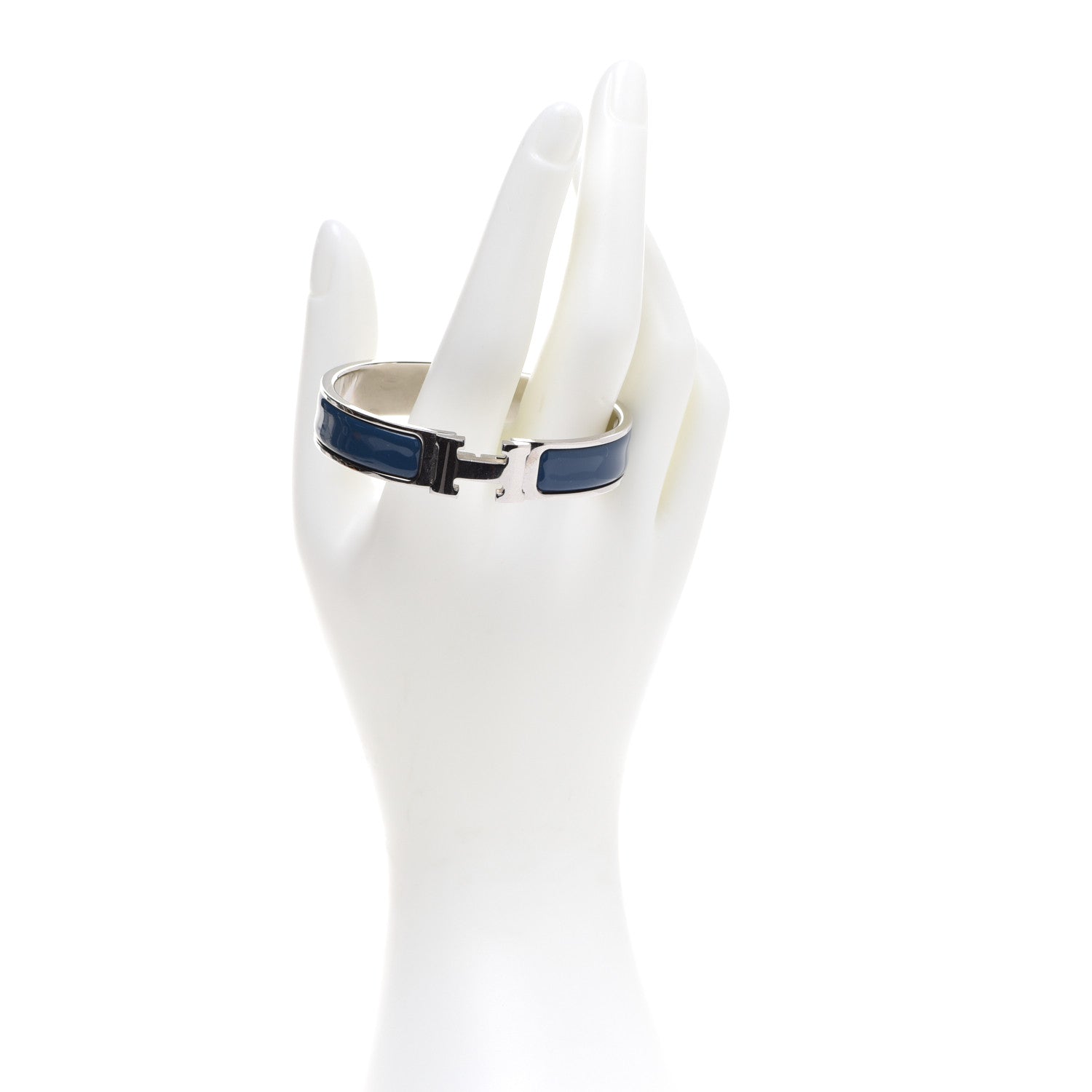 Hermes Narrow Enamel Clic Clac H Bracelet PM Bleu De Genes 2 of 6