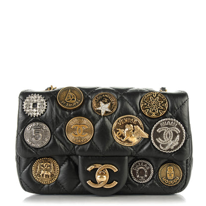 Chanel Aged Calfskin Quilted Extra Mini Medallion Flap Black 1 of 9
