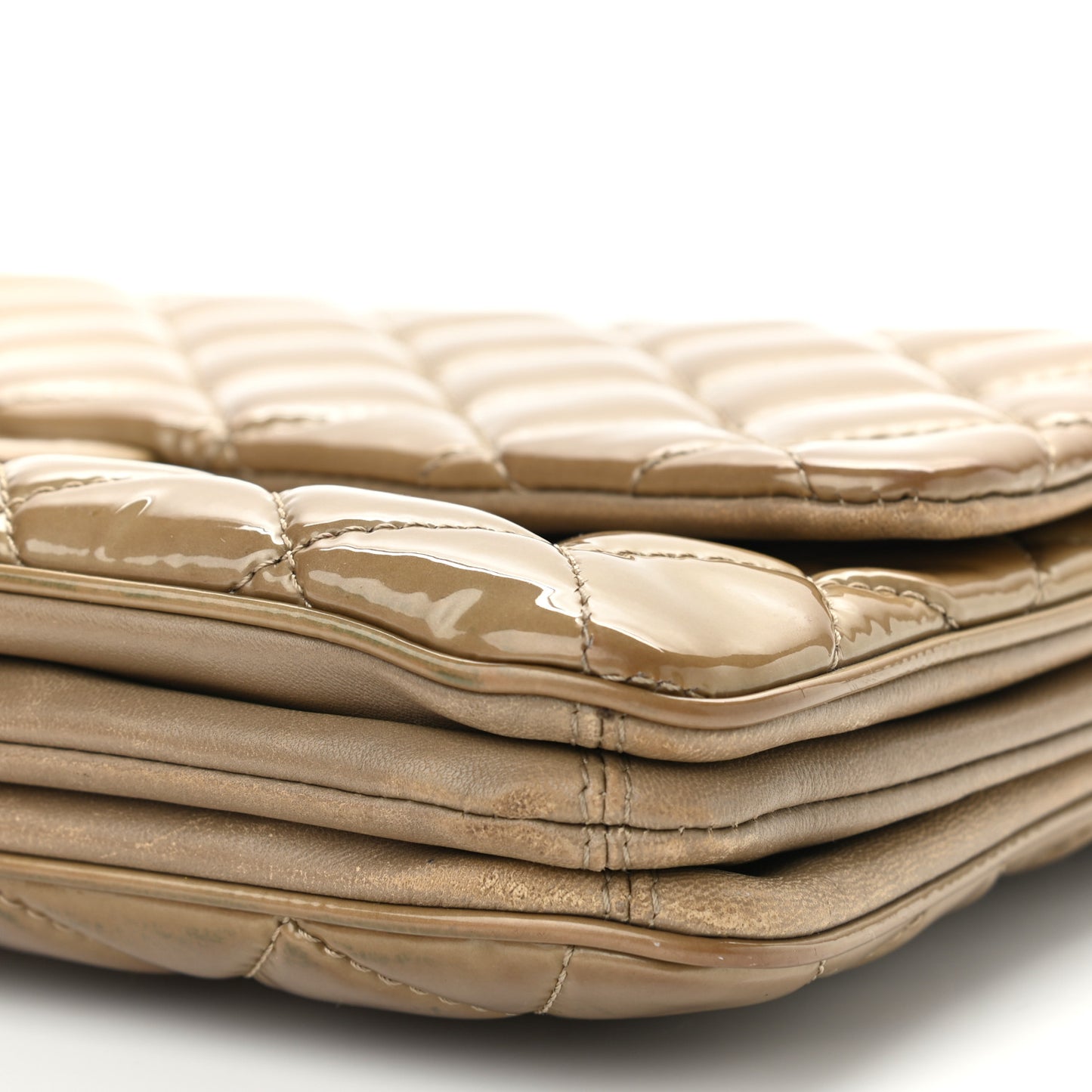 Patent Quilted 3 Jumbo Flap Light Brown