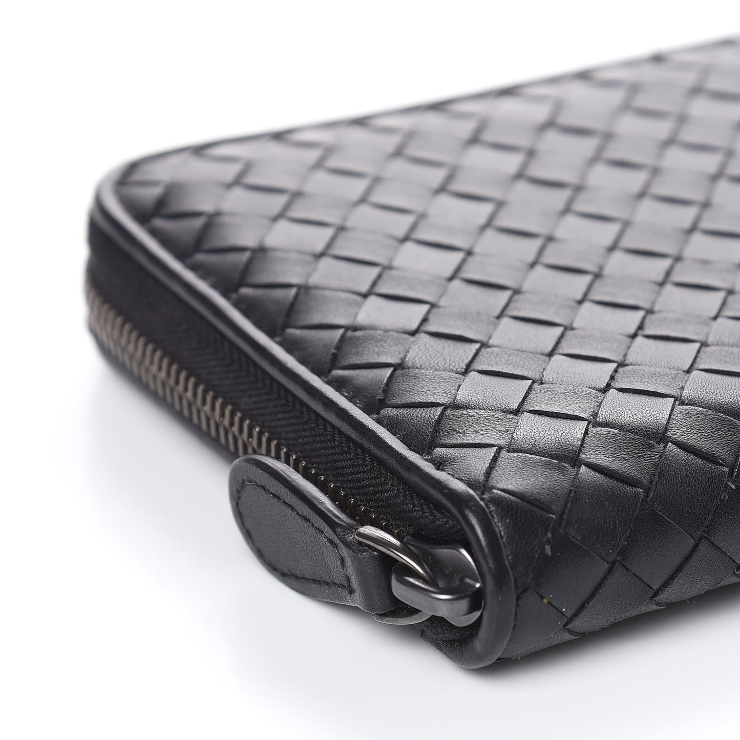 Nappa Intrecciato Zip Around Wallet Black