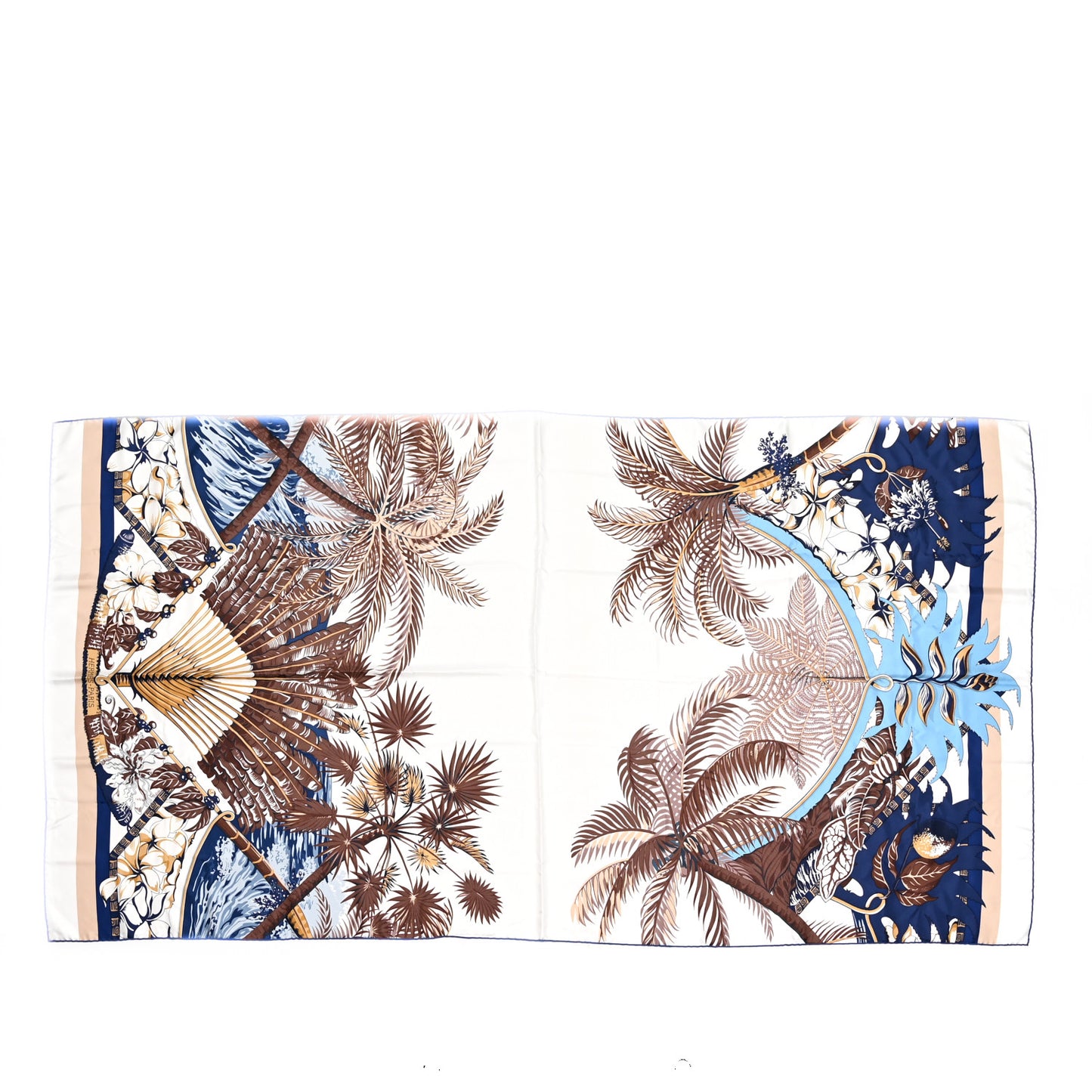 Silk Twill Imprime Aloha Double Scarf Stole White