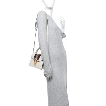 Gucci Calfskin Mini Sylvie Top Handle Bag White 2 of 13
