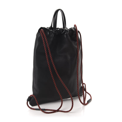 Gucci Calfskin Logo Drawstring Backpack Black 3 of 10