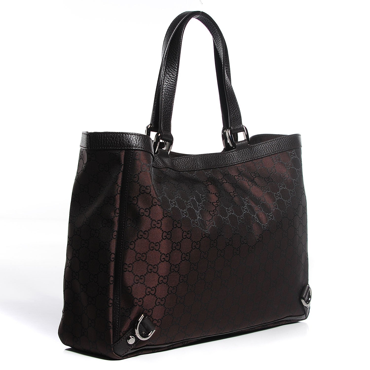 Gucci Satin Monogram Large Abbey Tote Brown 3 of 7