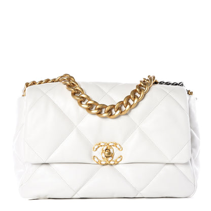 Chanel Lambskin Quilted Large 19 Flap Light White 1 of 12