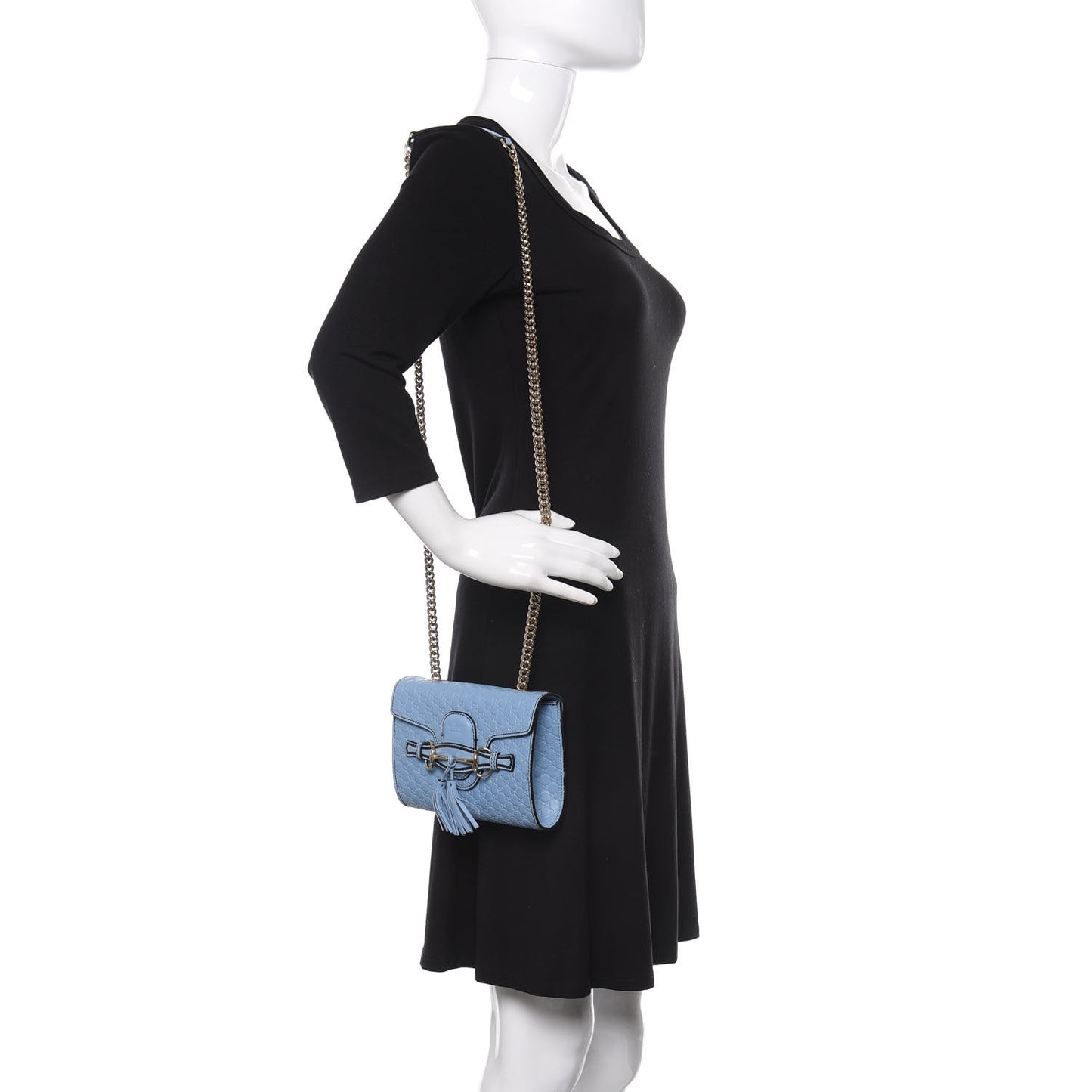 Soft Microguccissima Mini Emily Chain Shoulder Bag Mineral Blue