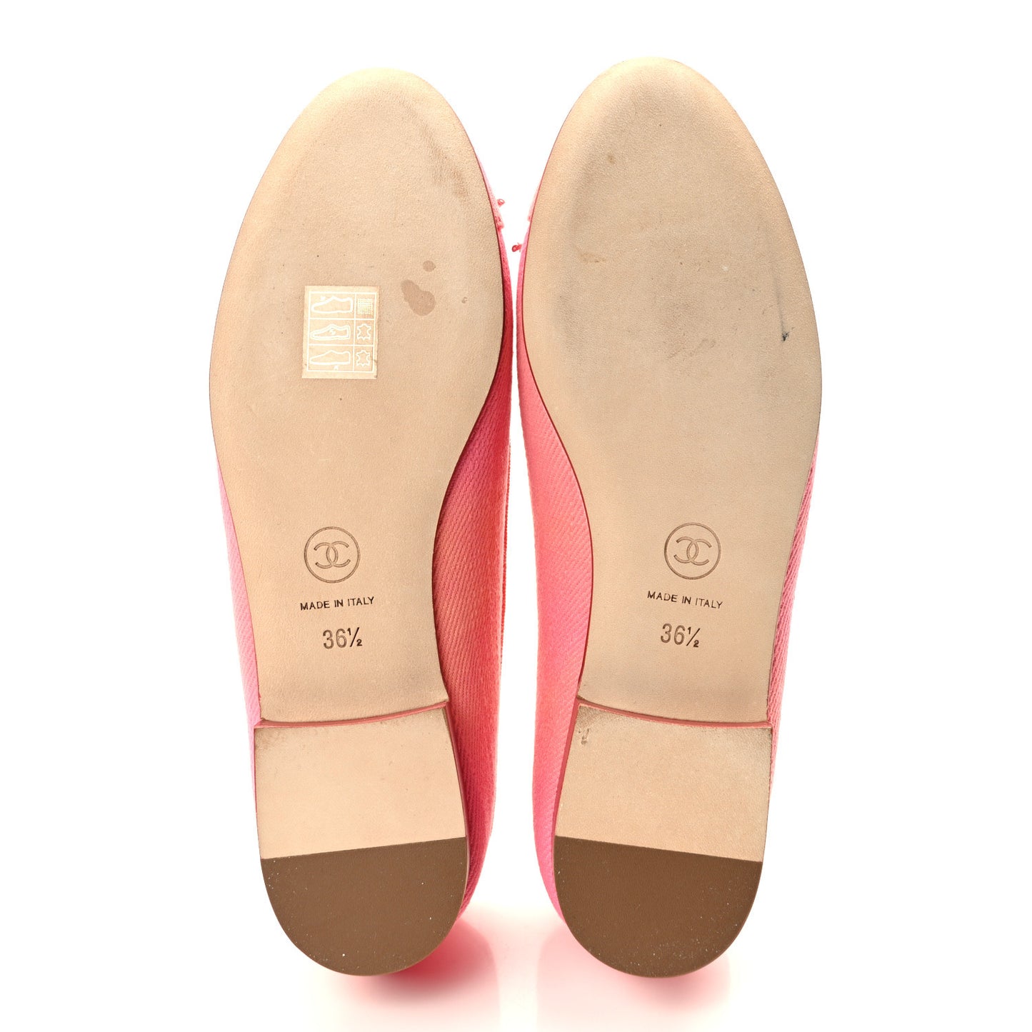 Fabric Cap Toe CC Ballerina Flats 36.5 Coral Pink Orange
