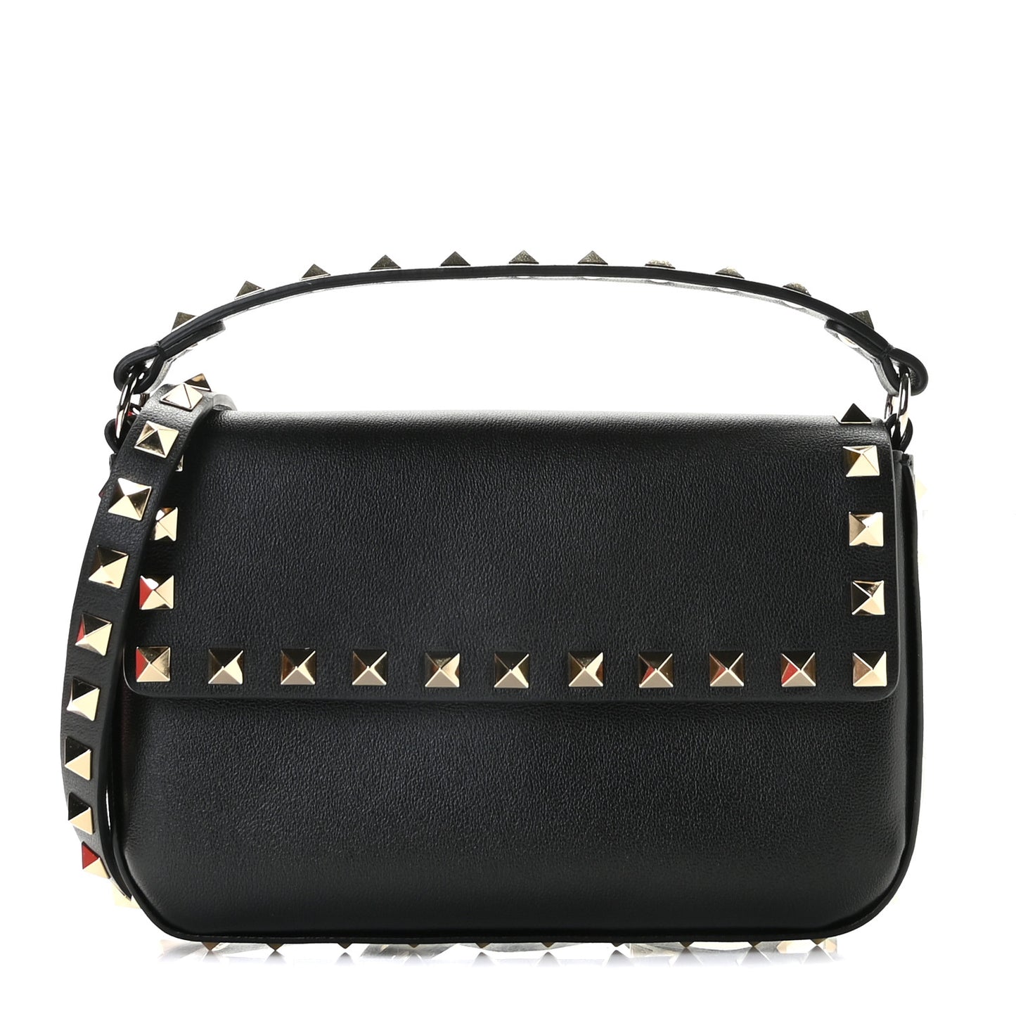 Vitello Rockstud Crossbody Pouch Black
