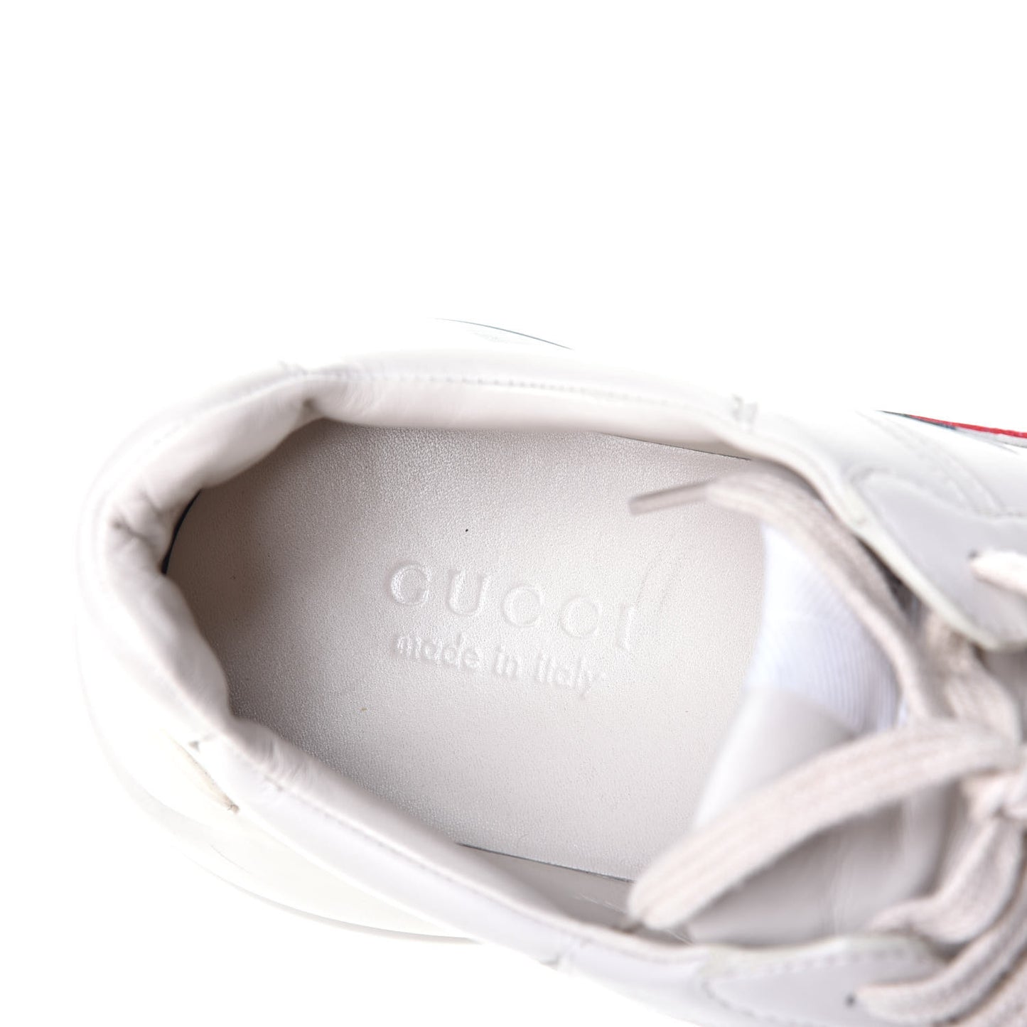 Calfskin Web Printed Mens Rhyton Sneakers 10.5 Mystic White