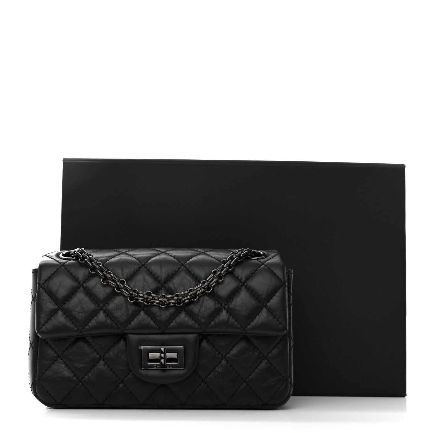 Chanel Aged Calfskin Quilted 2.55 Reissue Mini Flap So Black 11 of 11
