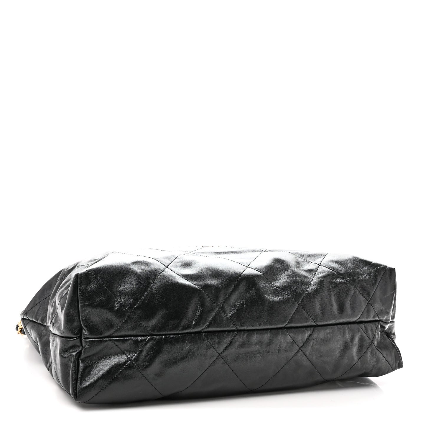 Shiny Calfskin Quilted Large Chanel 22 East West  Black