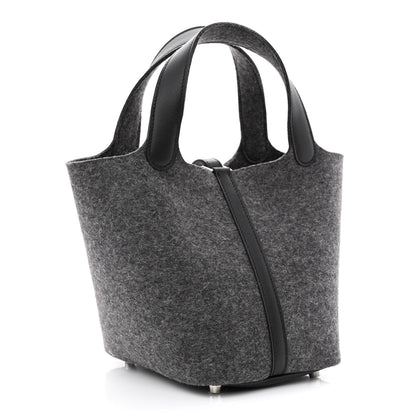 Hermes Feutre Swift Picotin Lock 18 PM Gris Moyen Black 3 of 11