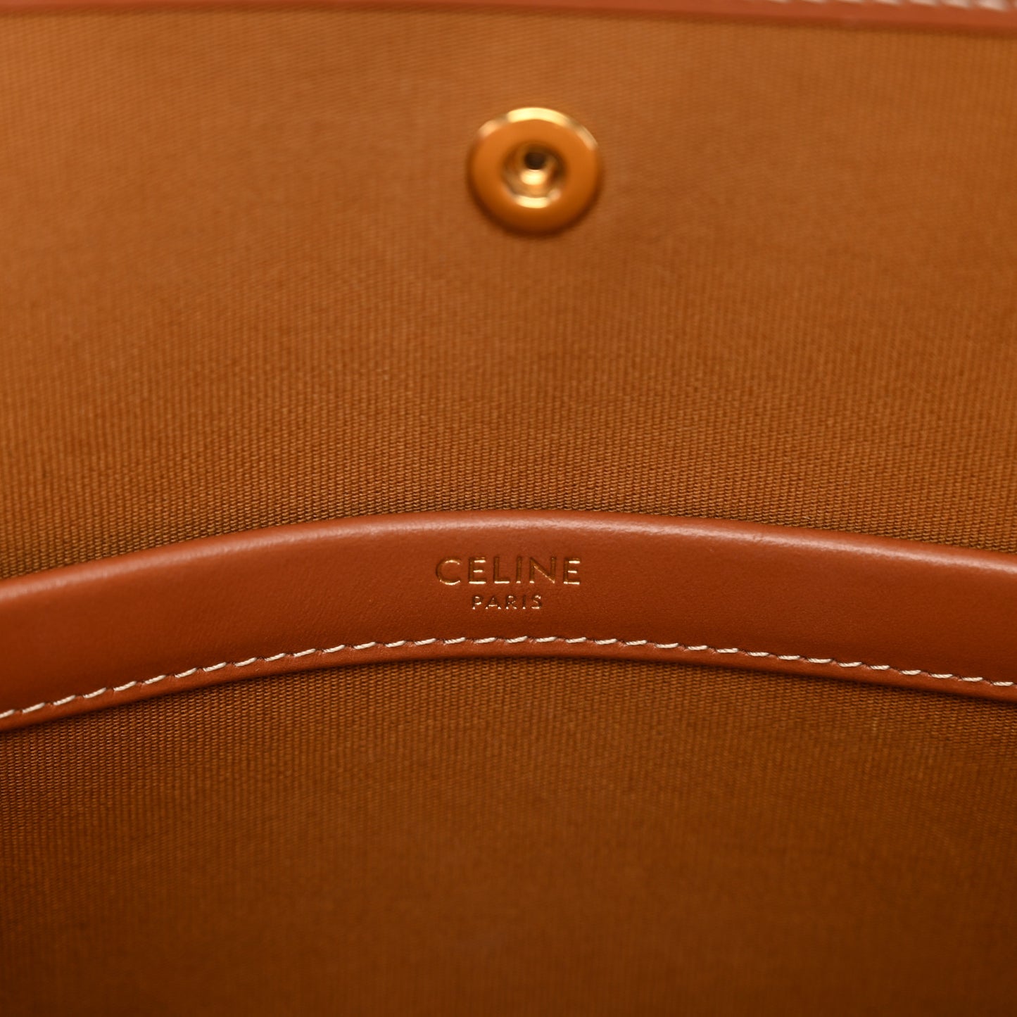 Triomphe Canvas Calfskin Mini Horizontal Cabas Tan