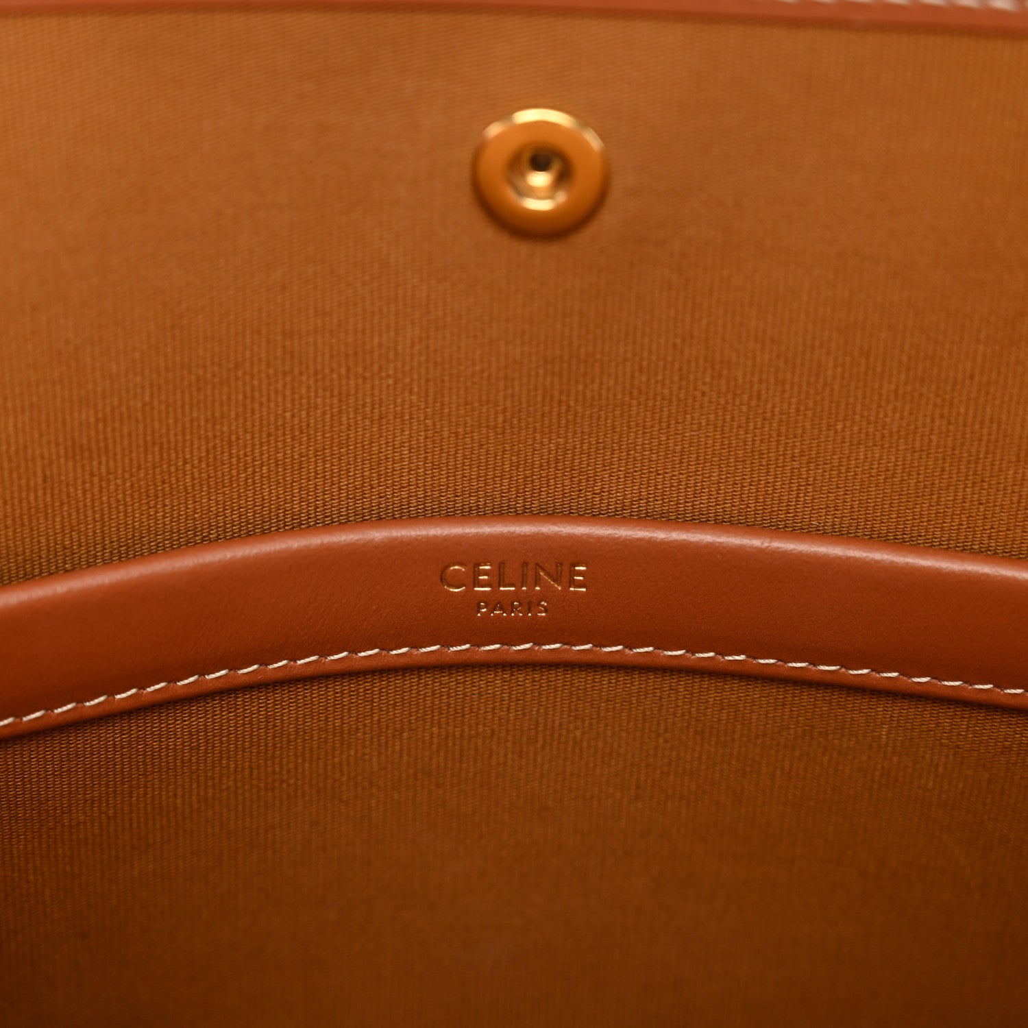 Celine Triomphe Canvas Calfskin Mini Horizontal Cabas Tan 7 of 9