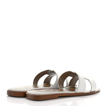 Hermes Box Calfskin Oran Sandals 37.5 White 4 of 9