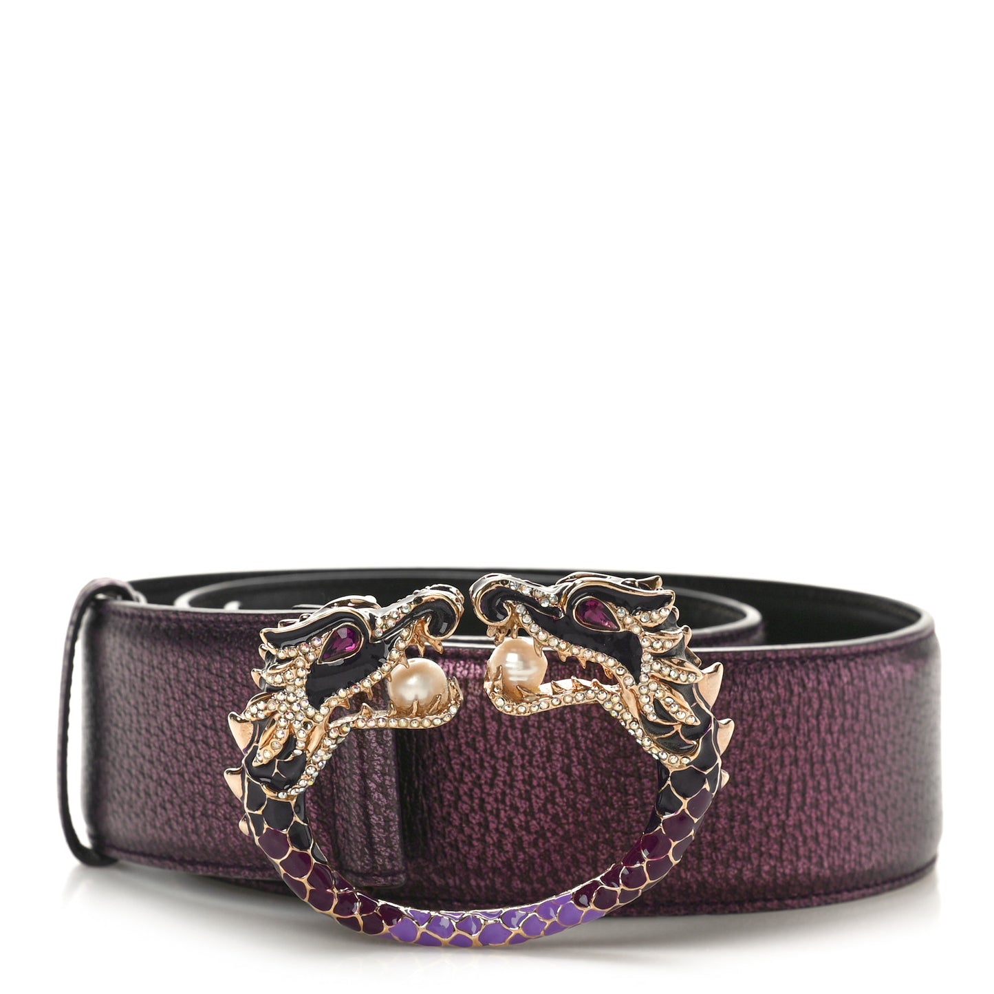 Metallic Calfskin Crystal Tom Ford Dragon Belt 85 34 Purple