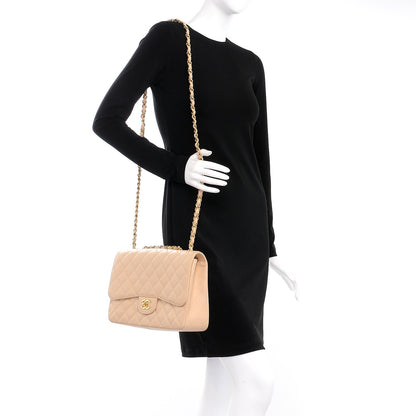 Chanel Caviar Quilted Jumbo Single Flap Beige Clair 2 of 9