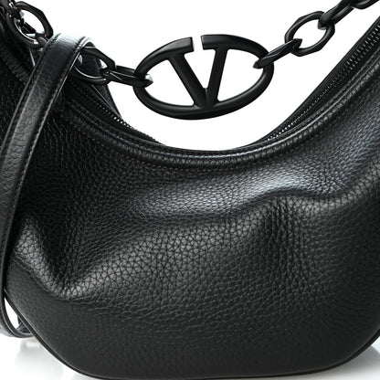 Valentino Garavani Grainy Calfskin Monochrome Small Vlogo Moon Hobo Bag Black 7 of 9