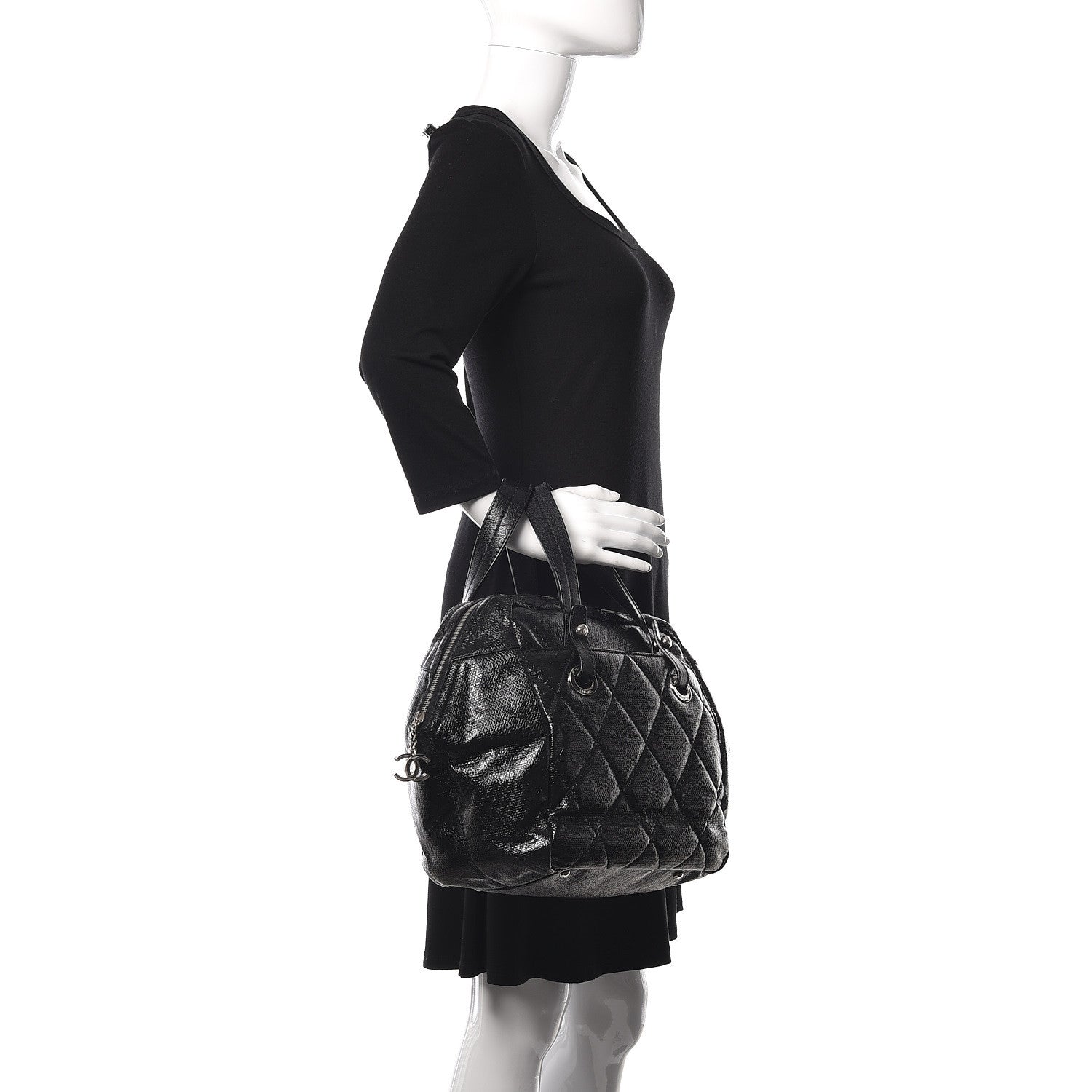 Chanel Coated Canvas Paris Biarritz Satchel Black 2 of 9