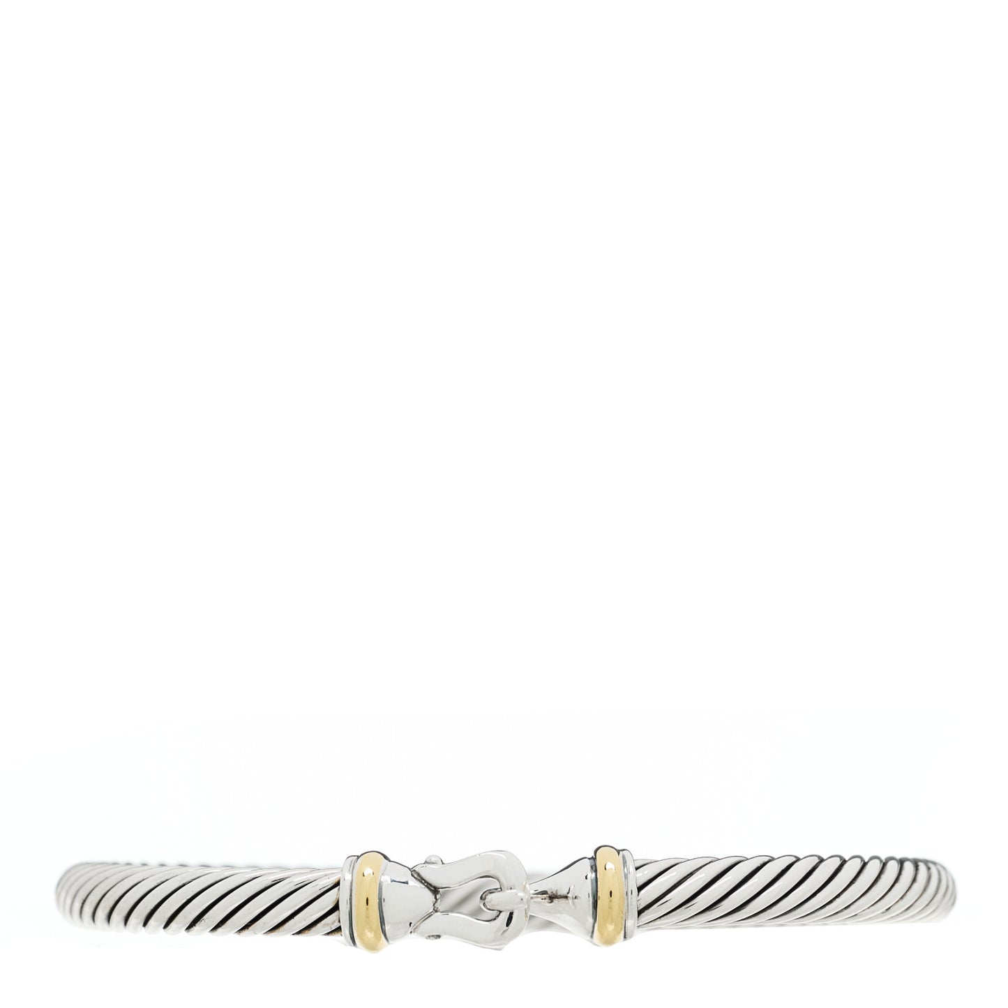 Sterling Silver 18K Yellow Gold 5mm Cable Classic Buckle Bracelet