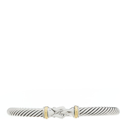 David Yurman Sterling Silver 18K Yellow Gold 5mm Cable Classic Buckle Bracelet 1 of 3