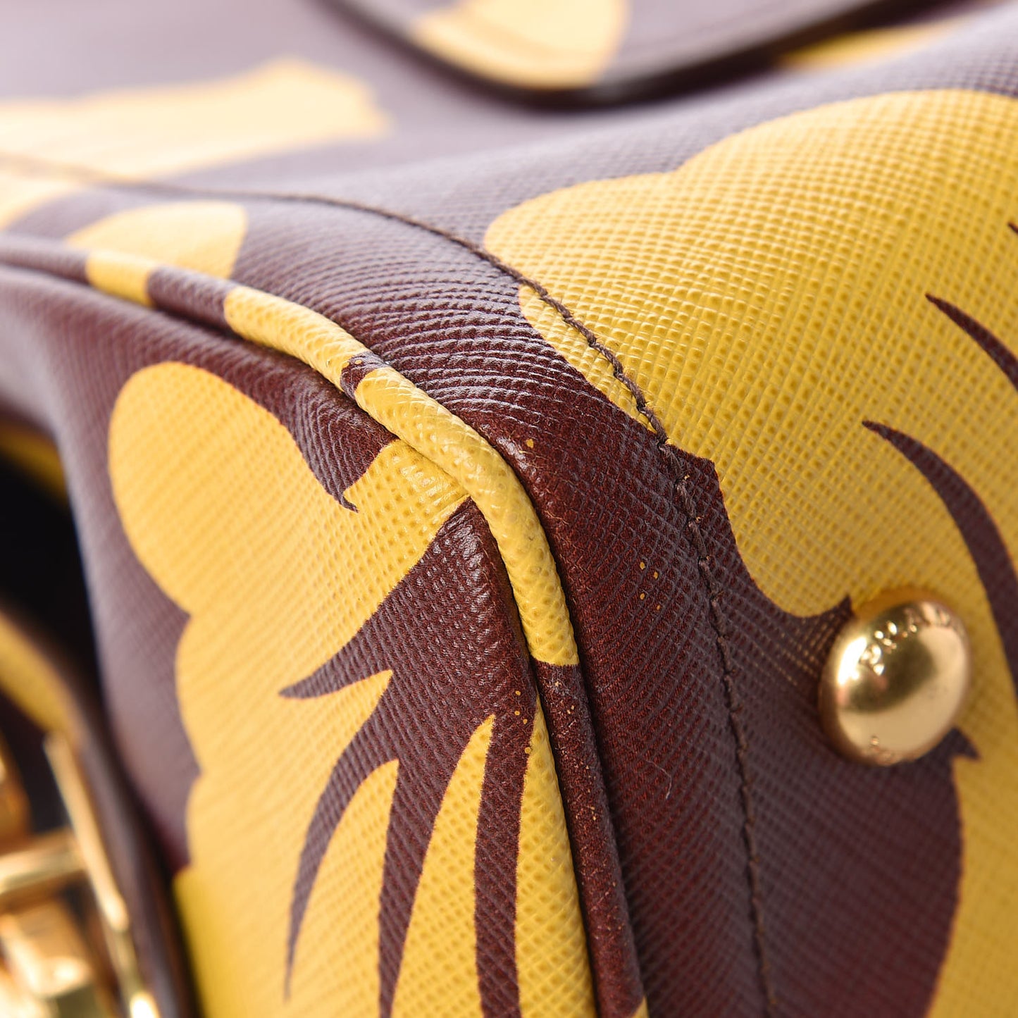 Saffiano Hibiscus Print Bowling Bag Zafferano