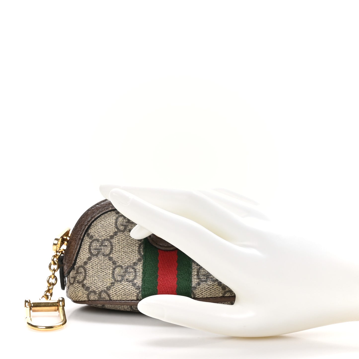 GG Supreme Monogram Web Ophidia Dome Key Pouch Beige New Acero