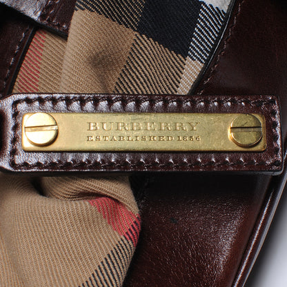 Burberry House Check Bridle Calfskin Belted Satchel Brown 10 of 10