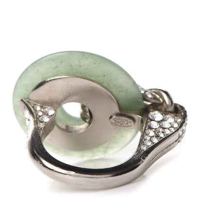 Chanel Crystal CC Ring 6 Silver Green 3 of 5