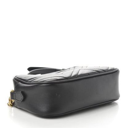 Gucci Calfskin Matelasse Small GG Marmont Chain Shoulder Bag Black 4 of 10