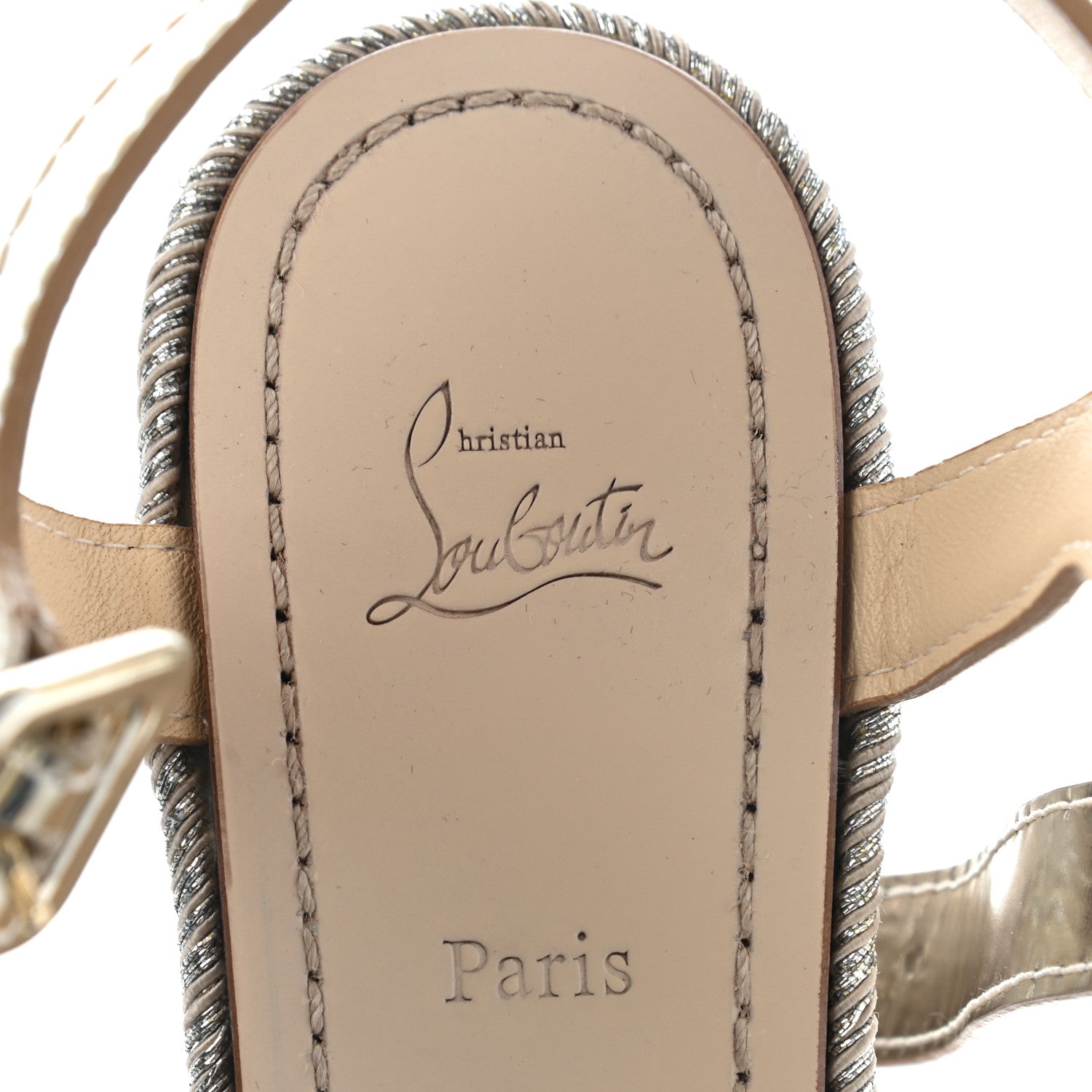 Christian Louboutin Metallic Calfskin 110 Wedge Sandals 41 Platinum 6 of 8