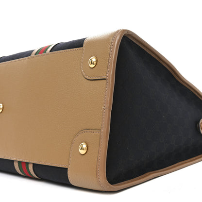 Gucci Monogram Textured Dollar Calfskin Web XL Bauletto Duffle Top Handle Bag Black Koi Beige 9 of 9