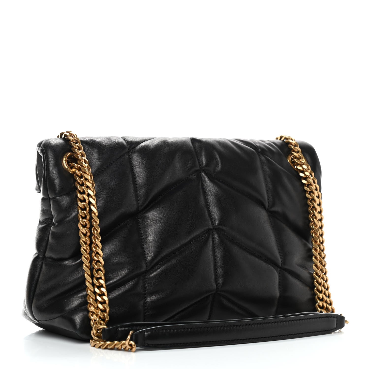 Saint Laurent Lambskin Quilted Small Loulou Puffer Monogram Chain Satchel Black 3 of 9