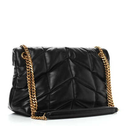 Saint Laurent Lambskin Quilted Small Loulou Puffer Monogram Chain Satchel Black 3 of 9