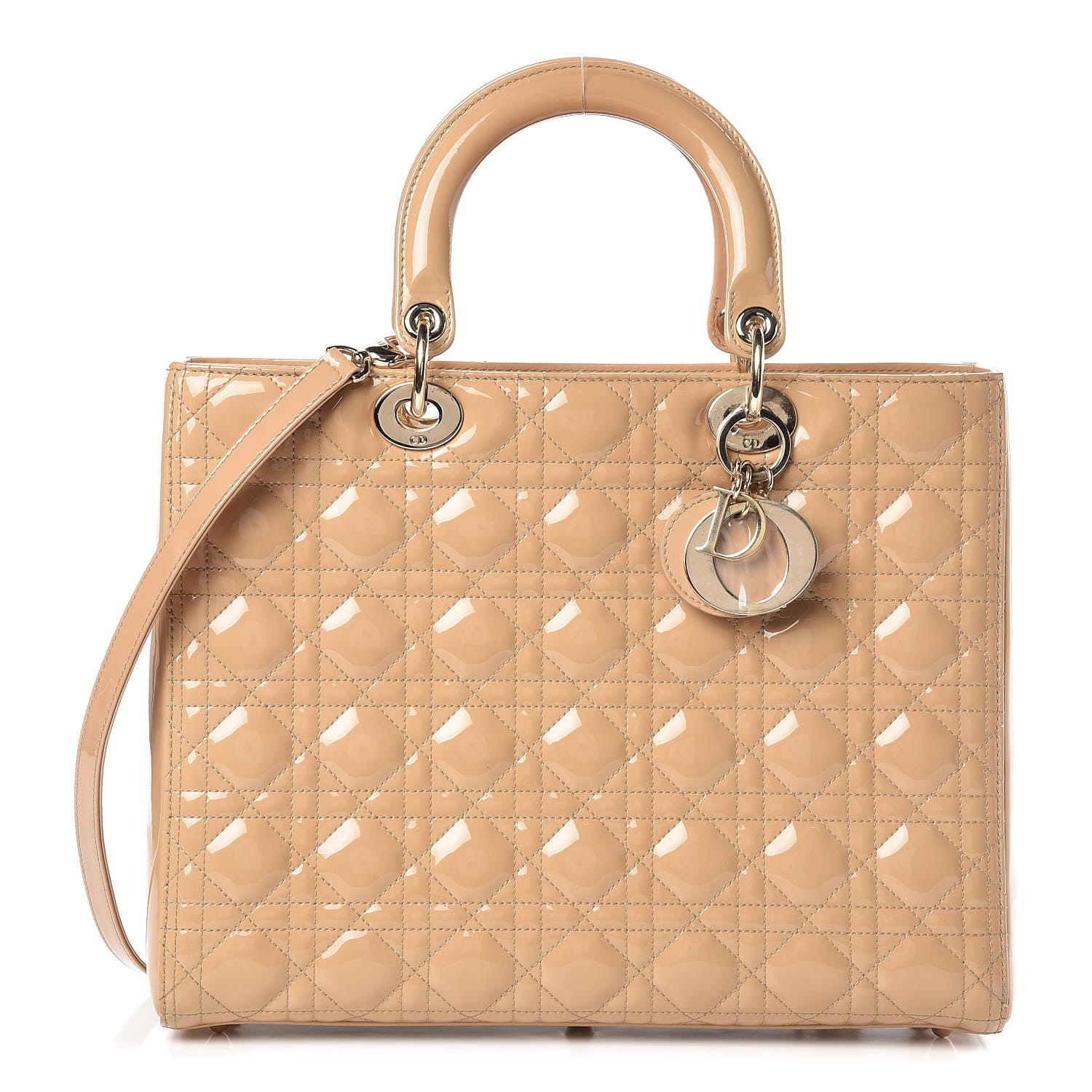 Christian Dior Patent Cannage Large Lady Dior Dark Beige 1 of 18