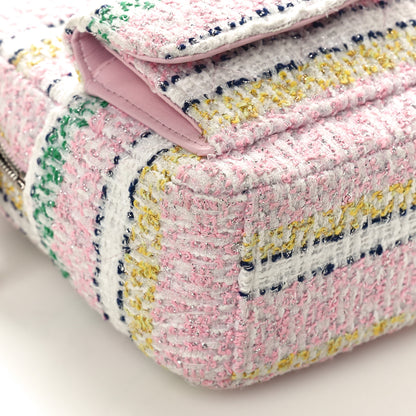 Chanel Metallic Tweed Quilted CC Mini Classic Backpack White Multicolor 9 of 10