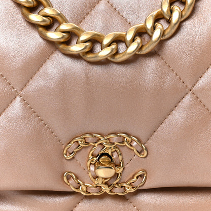Chanel Shiny Lambskin Quilted Medium Chanel 19 Flap Beige 8 of 10