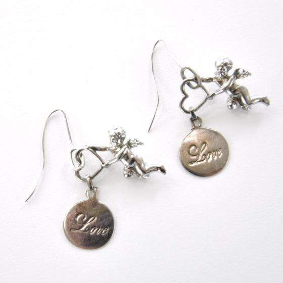 Cupid Heart Earrings Silver