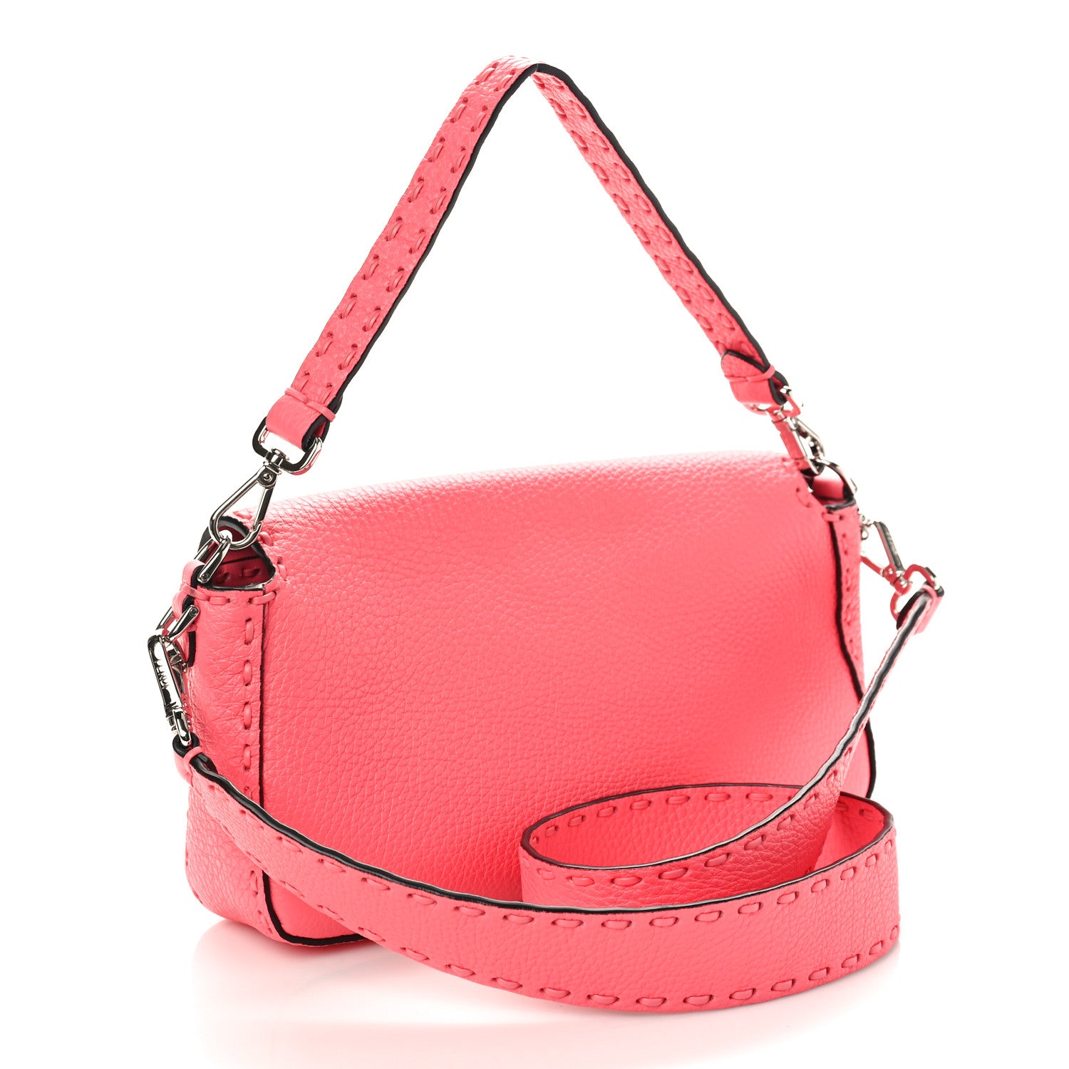 Fendi Cuoio Roma Sellerissima Nappa Sintetica Tape Stitch Baguette Pink Dalia 2 of 8