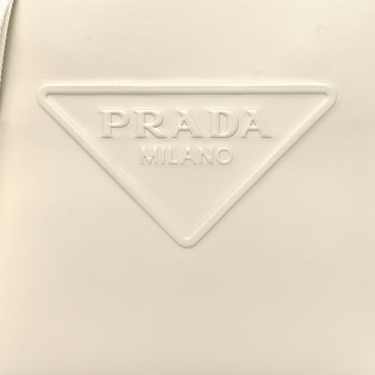 Prada Calfskin Triangle Tote Bag White 7 of 9