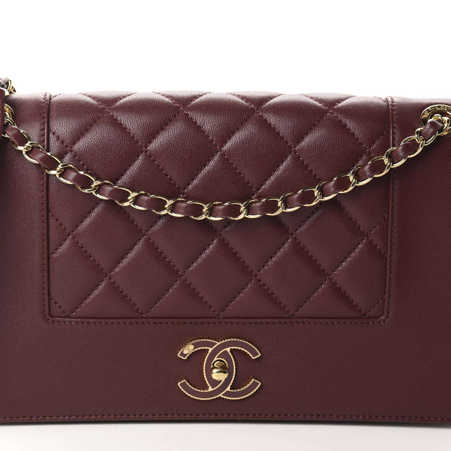 Sheepskin Quilted Vintage Mademoiselle Flap Dark Red