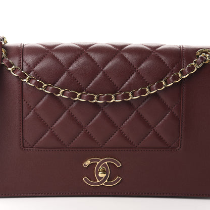 Chanel Sheepskin Quilted Vintage Mademoiselle Flap Dark Red 13 of 13