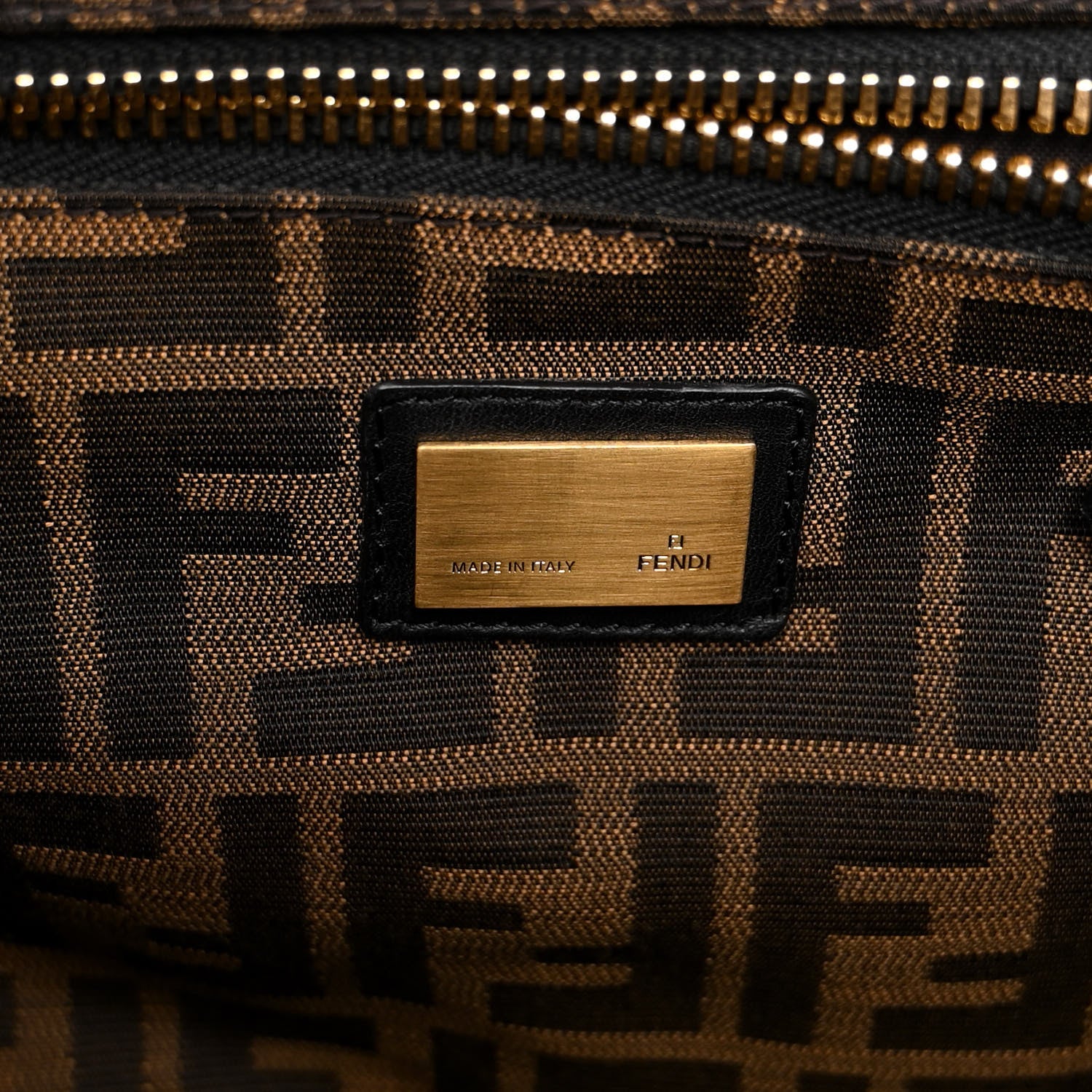 Fendi Goatskin Zucca Large Peekaboo Iconic Satchel Black Tobacco 7 of 10
