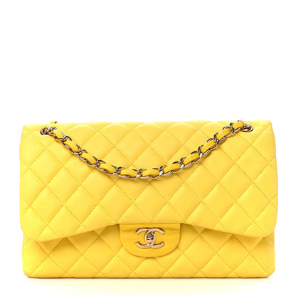 Chanel Lambskin Quilted Jumbo Double Flap Yellow 1 of 13