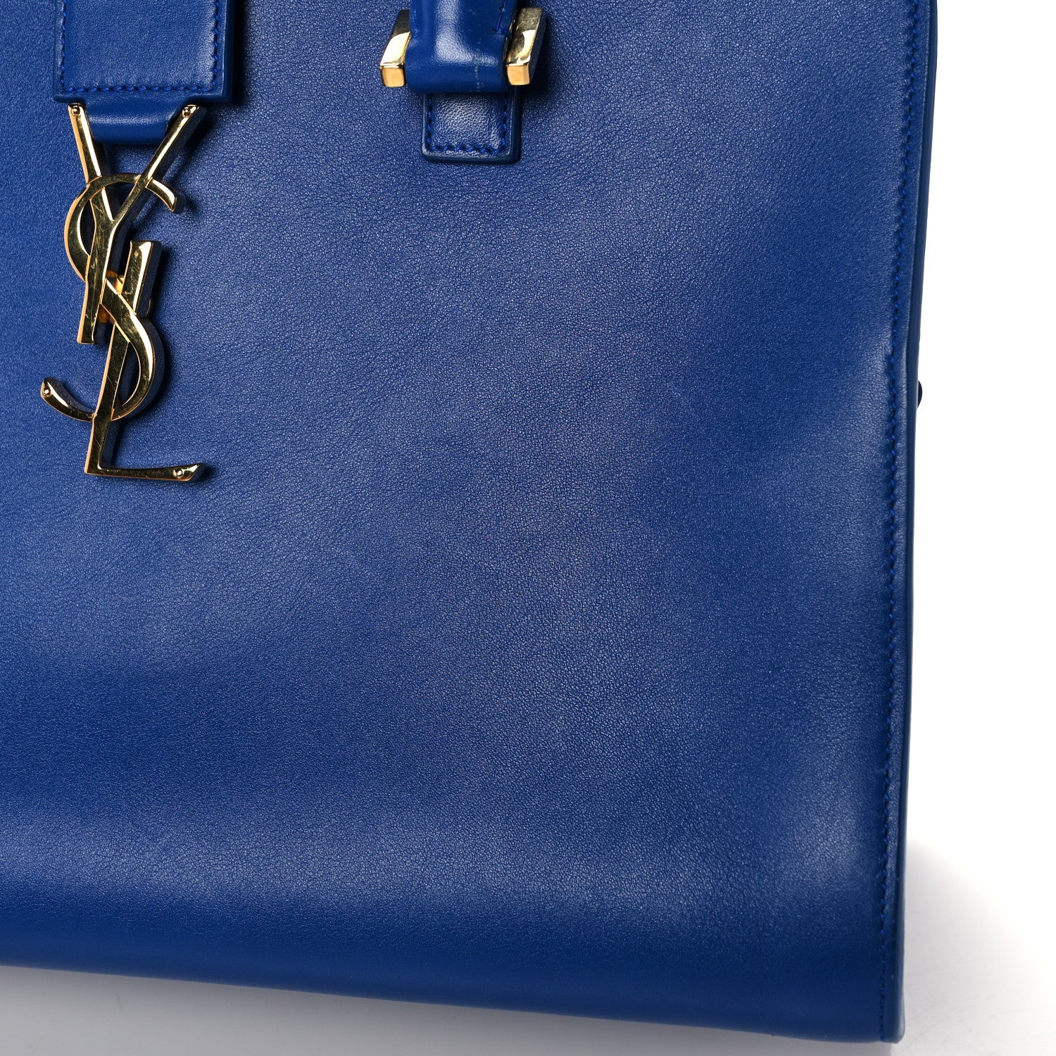 Saint Laurent Calfskin Small Monogram Cabas Blue Majorelle 13 of 15