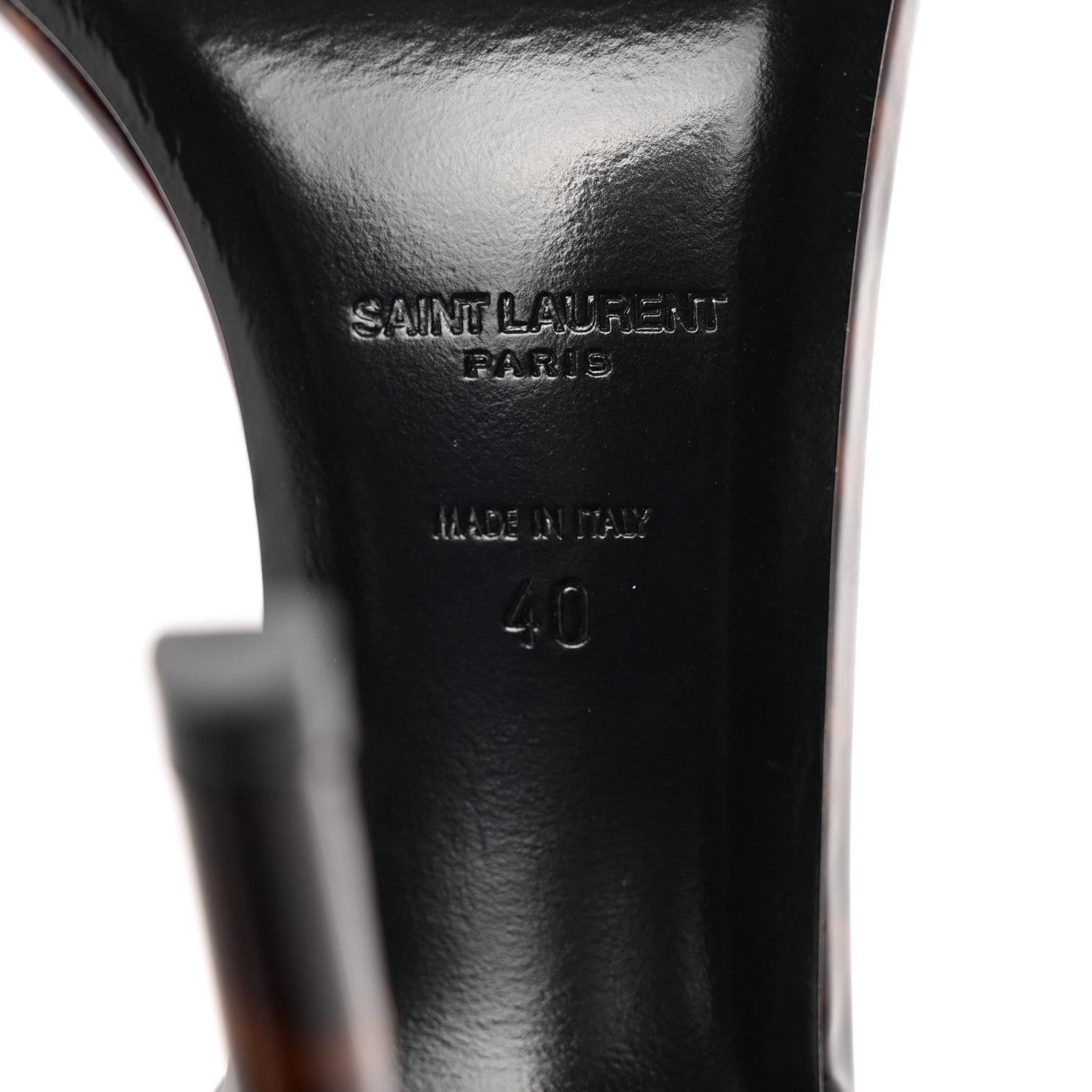 Saint Laurent Patent Calfskin Amber 105 Ankle Strap Sandals 40 Tortoiseshell 6 of 12