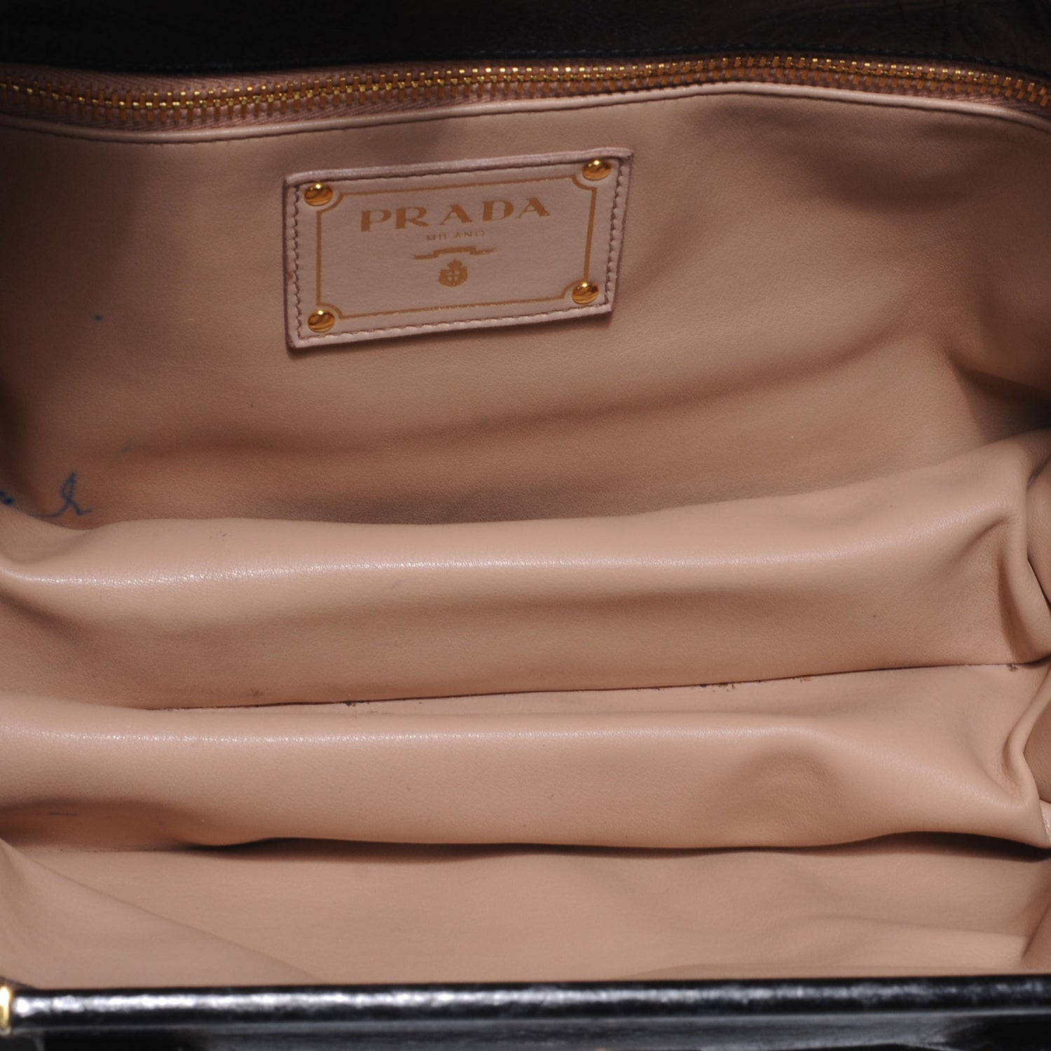 Prada Vitello Shine Borsa Cerniera Black Talco 9 of 11