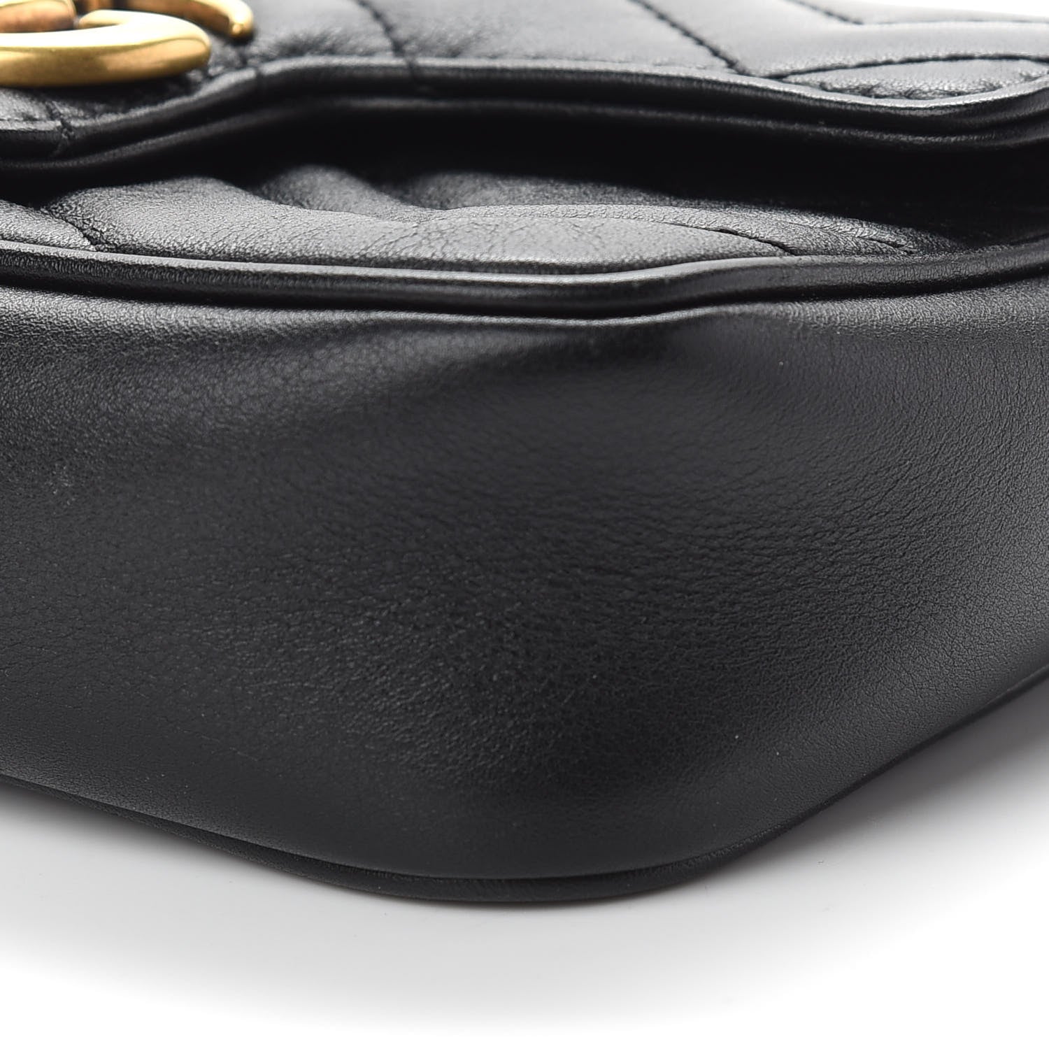 Gucci Calfskin Matelasse Super Mini GG Marmont Shoulder Bag Black 9 of 9