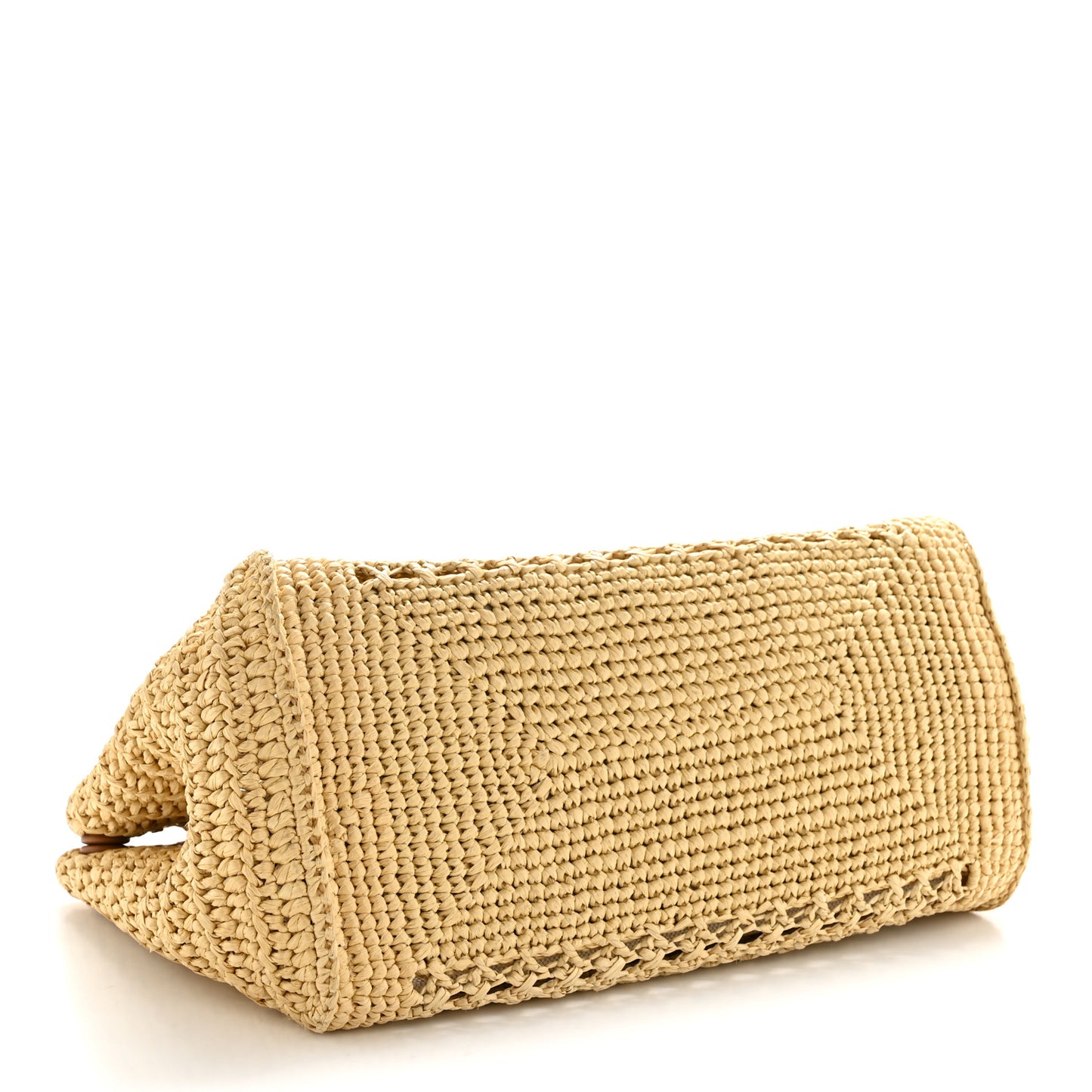 Fabric Crochet Knit Tote Beige